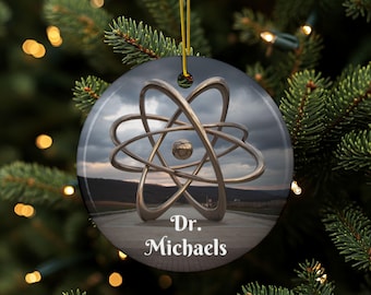 Chemistry Ornament, Personalized Science Gift, Custom Science Gift, Chemistry Decoration, Atom Décor, Science Tree Décor, 2 Sided Ornament