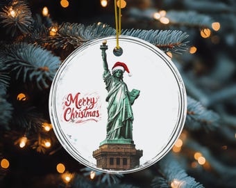NYC Ornament, NYC Décor, Christmas in NYC, New York Gifts, New York Ornament, Christmas New York, Christmas Ornament, Round Ceramic