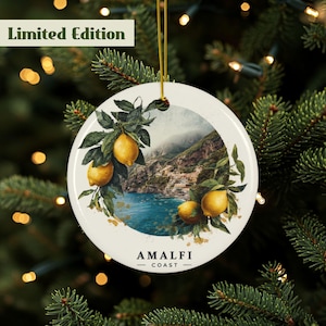 Amalfi Ornament, Italy Ornament, Amalfi Coast, Amalfi Lemons, Italy Travel Gifts, Italian Ornament, Italy Themed Décor, Double Sided Ceramic