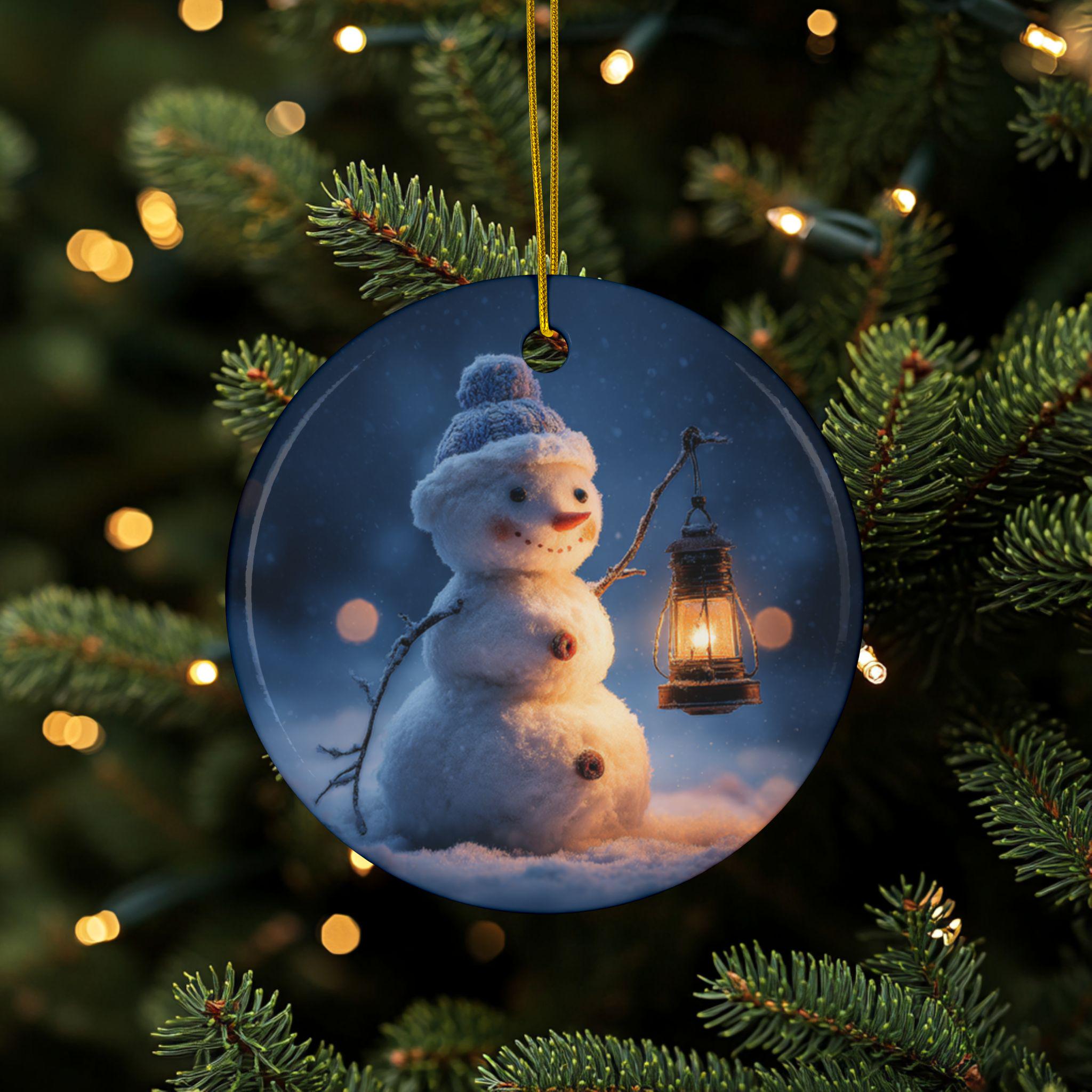 こ*ん様 雪だるまのクリスマスオーナメント7体 雪だるまのオーナメント、ランタン付き雪だるま、かわいい雪だるま