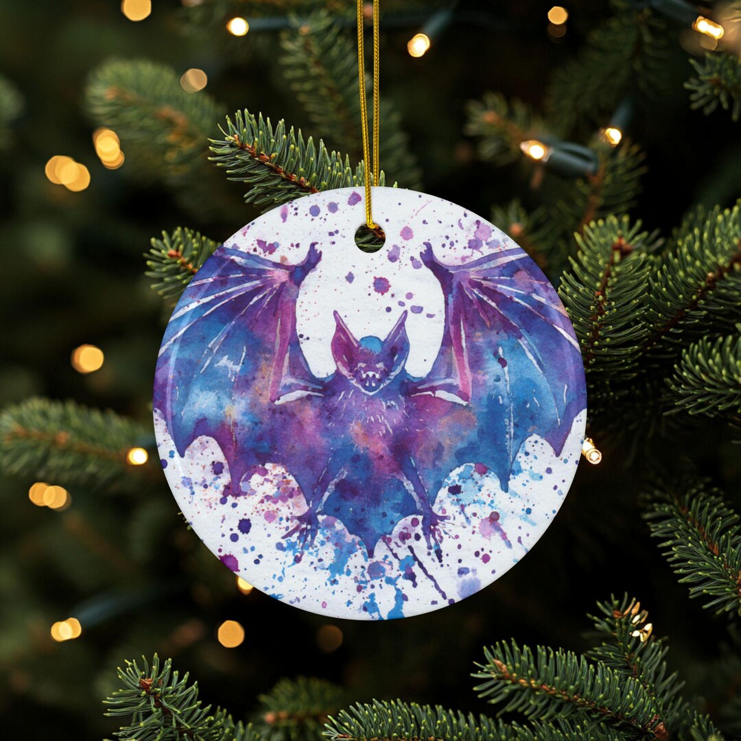 Bat Ornament, Paint Splatter Bat, Bat Décor, Double Sided, Ceramic ...