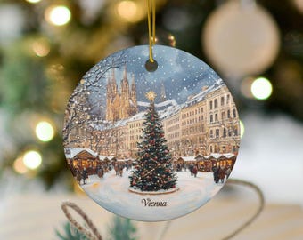 Wien Ornament, Keramik Ornament, Weihnachtsschmuck, Österreich Geschenk, Wien Österreich, Urlaub Ornament, Reise Ornament, Europa Ornament