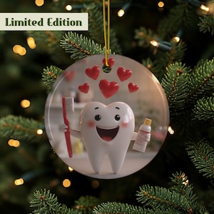 Dental Ornament, Tooth Ornament, Dentist Ornament, Dentist Gift, Dental Student Gift, tooth decor, Double Sided, High Quality Ceramic
