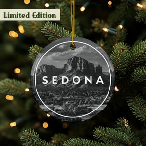 Sedona Ornament, Southwest Christmas Ornament, Arizona Décor, Sedona Arizona Gift, Desert Souvenir, Ceramic Vacation Keepsake, Double Sided