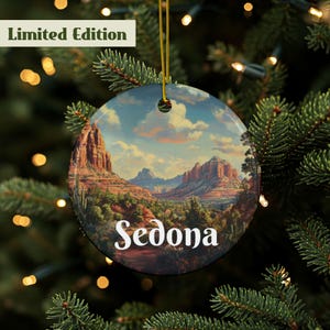 Sedona Ornament, Sedona Arizona, Desert Souvenir, Southwest Décor, Arizona Décor, Travel Gift, Double Sided, Ceramic Ornament