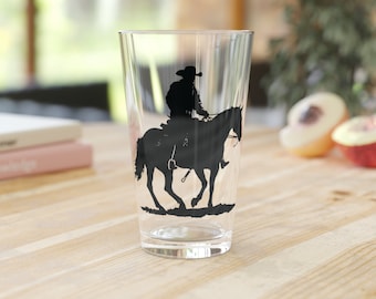 Cowboy Pint Glass, Equestrian Gift, Cowboy Gift, Cowboy Décor, Cowboy Beer Glass, Rancher Gift, Cowboy Like Me, Horse And Rider, Pint Glass