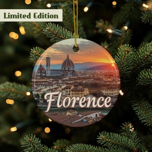 Florence Ornament, Florence Italy Ornament, Florence Souvenir Ornament, Italy Travel Gift, Tuscan Ceramic Keepsake, Clay City Memento