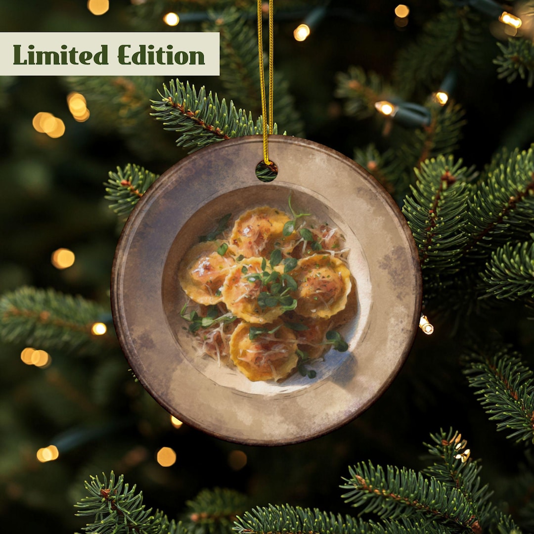 Ravioli Ornament, Pasta Christmas Décor, Ceramic Food Ornament, Toasted ...