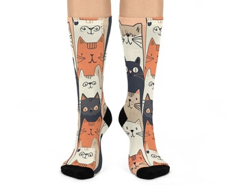 Cat Socks, Cat Print Socks, Cat Mom Socks, Cat Lover Socks, Cute Cat Socks, Animal Socks, Cats Socks, Gifts For Women, Cushioned Crew Socks