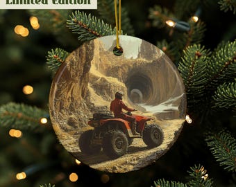 ATV Ornament, Off Road Gift, ATV Décor, ATV gift, 4 Wheeler Ornament, Off Road Ornament, Christmas Ornament, Ceramic Ornament, 2 Sided Print