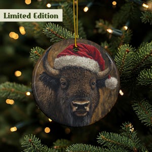 Bison Ornament, Buffalo Ornament, Bison Décor, Western Décor, Christmas Bison, Bison Gift, Rustic Christmas, High Quality Ceramic, 2 Sided
