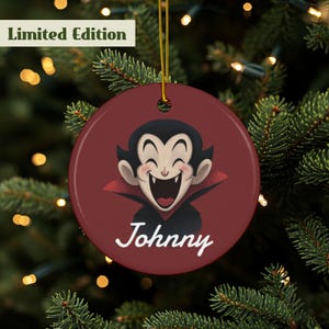Dracula Ornament, Personalized Dracula, Count Dracula, Dracula Décor, Dracula Tree Ornament, Gothic Ornament, Double Sided, Quality Ceramic