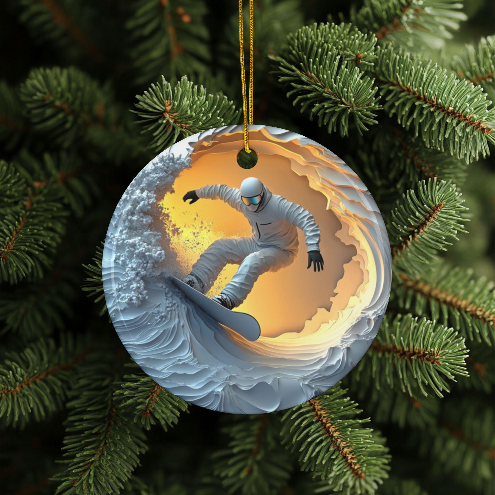 Snowboard Ornament #4, Snowboarding Gift, Adventure Art, Ceramic