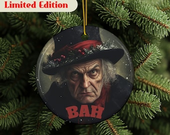 Scrooge Ornament, Bah Humbug, Ebenezer Scrooge, Ornament Exchange, A Christmas Carol, Secret Santa, Stocking Stuffers, High Quality Ceramic