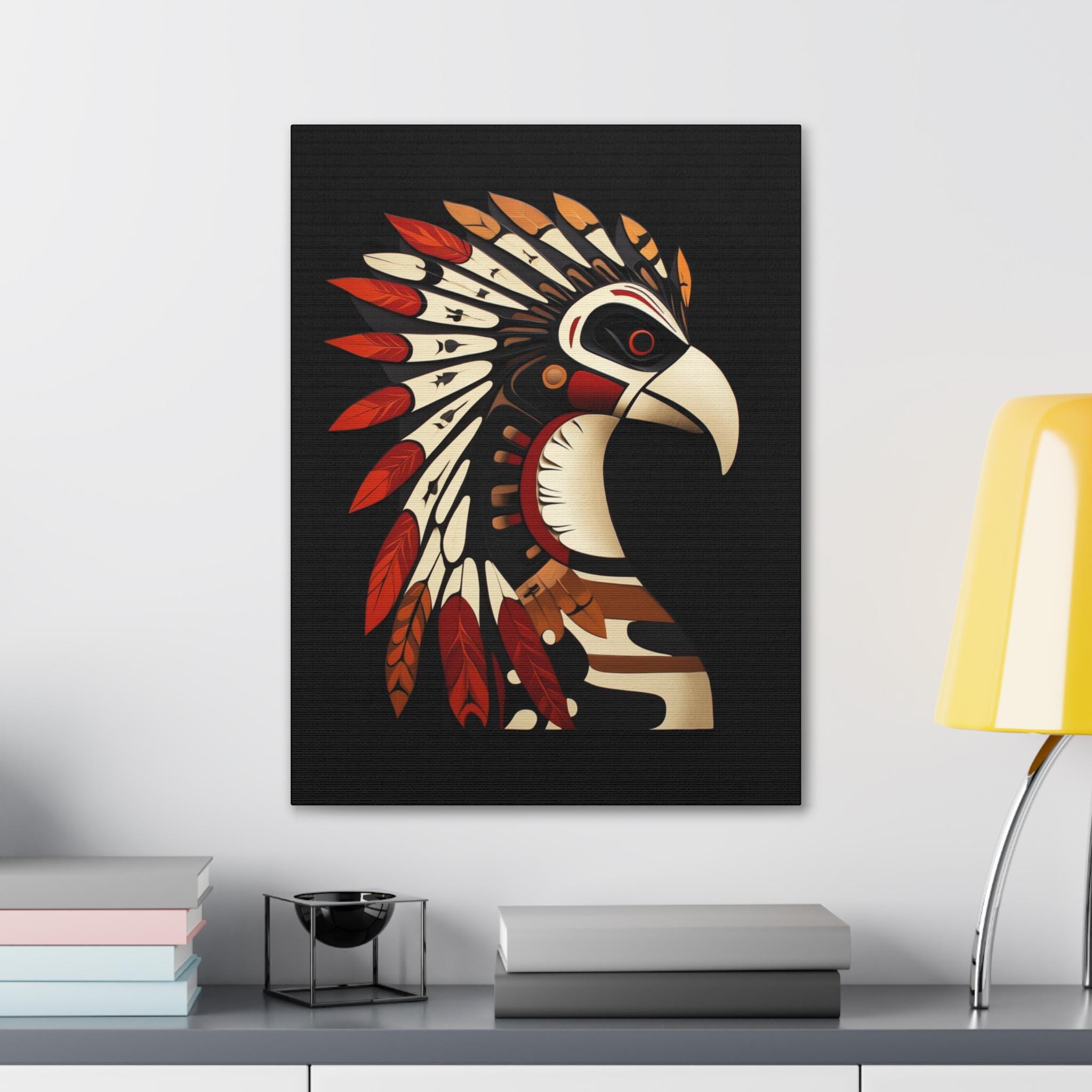 ネイティブアメリカンのウォールアート インディアン部族 壁装飾 羽