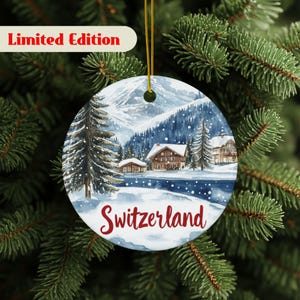 Switzerland Ornament, Travel Ornament, Holiday Keepsake, Swiss Ornament, Swiss Christmas, Swiss Souvenir, Swiss Mountain Décor, Swiss Alps