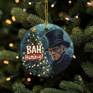 Scrooge Ornament, Bah Humbug, Ebenezer Scrooge, Ornament Exchange, Grumpy Holiday Décor, Secret Santa, Unique Xmas Décor, Quality Ceramic