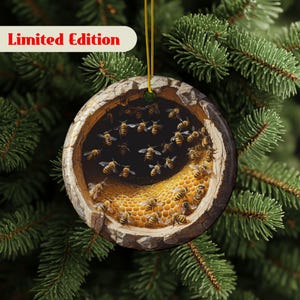 Beehive Ornament, Beekeeper Gift, Honey Bee Ornament, 2-Sided Print, Nature Lovers, Unique Décor for Nature Lovers, Limited Edition