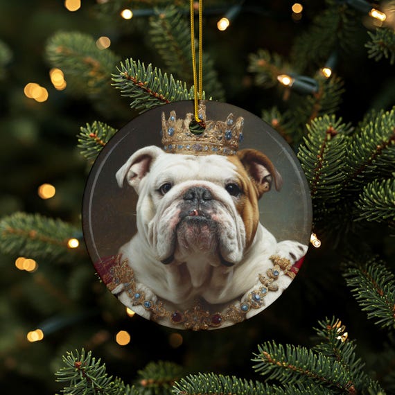Bulldog Ornament, Bulldog King, Dog Lover Gift, Christmas Tree