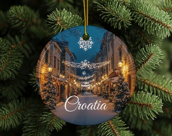 Adornos croatas, Croacia, adorno de vacaciones, regalo de viaje, regalo para amantes de los viajes, recuerdo, vacaciones en Croacia, adorno navideño, impresión a dos caras