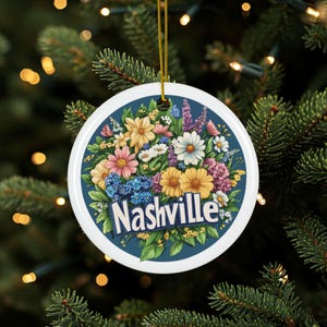 Nashville Ornament, Tennessee Geschenke, Nashville TN Dekor, Keramik Andenken, Tennessee Wildblumen, Reiseandenken, 2 seitige Verzierung