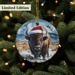 Bison Ornament, Buffalo Ornament, Western Ornament, Western Décor, Western Gifts, Wildlife Décor, Christmas Ornament, High Quality Ceramic