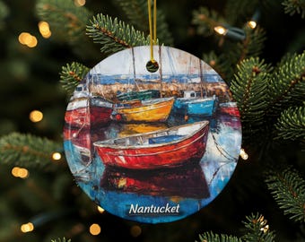 Nantucket Ornament, Nantucket Gift, Nantucket Décor, Nantucket Beach Ornament, Nantucket MA Ornament, Double Sided, High Quality Ceramic