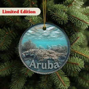 Aruba Ornament, Aruba Keepsake, Aruba Vacation, Travel Ornament, Island Décor, Beach Ornament, High Quality Ceramic Ornament, 2-Sided Print