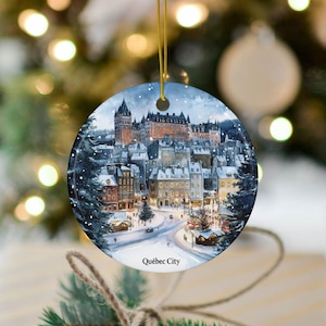 Quebec Ornament, Quebec City Ornament, Quebec City, Vacation Ornament, Canada Vacation, Travel Gift, Quebec Christmas, Christmas Ornament