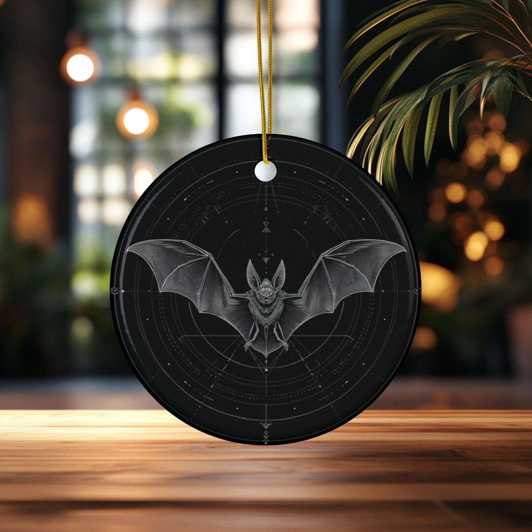 Bat Ornament, Minimalist Bat, Ceramic Halloween Décor, Double Sided ...