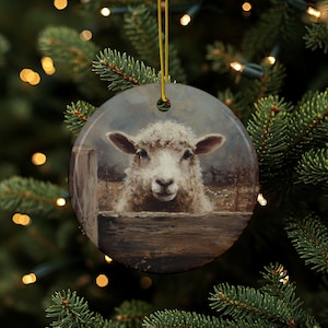 Sheep Ornament, Farm Sheep, Sheep Décor, Ceramic Animal Décor, Farmhouse Ornament, Rustic Décor, Stocking Stuffer, Double Sided