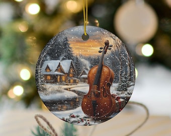 Ornement De Noël Vintage - Mini Guitare Et Violon Irisés - Plastique 5,5 Cm