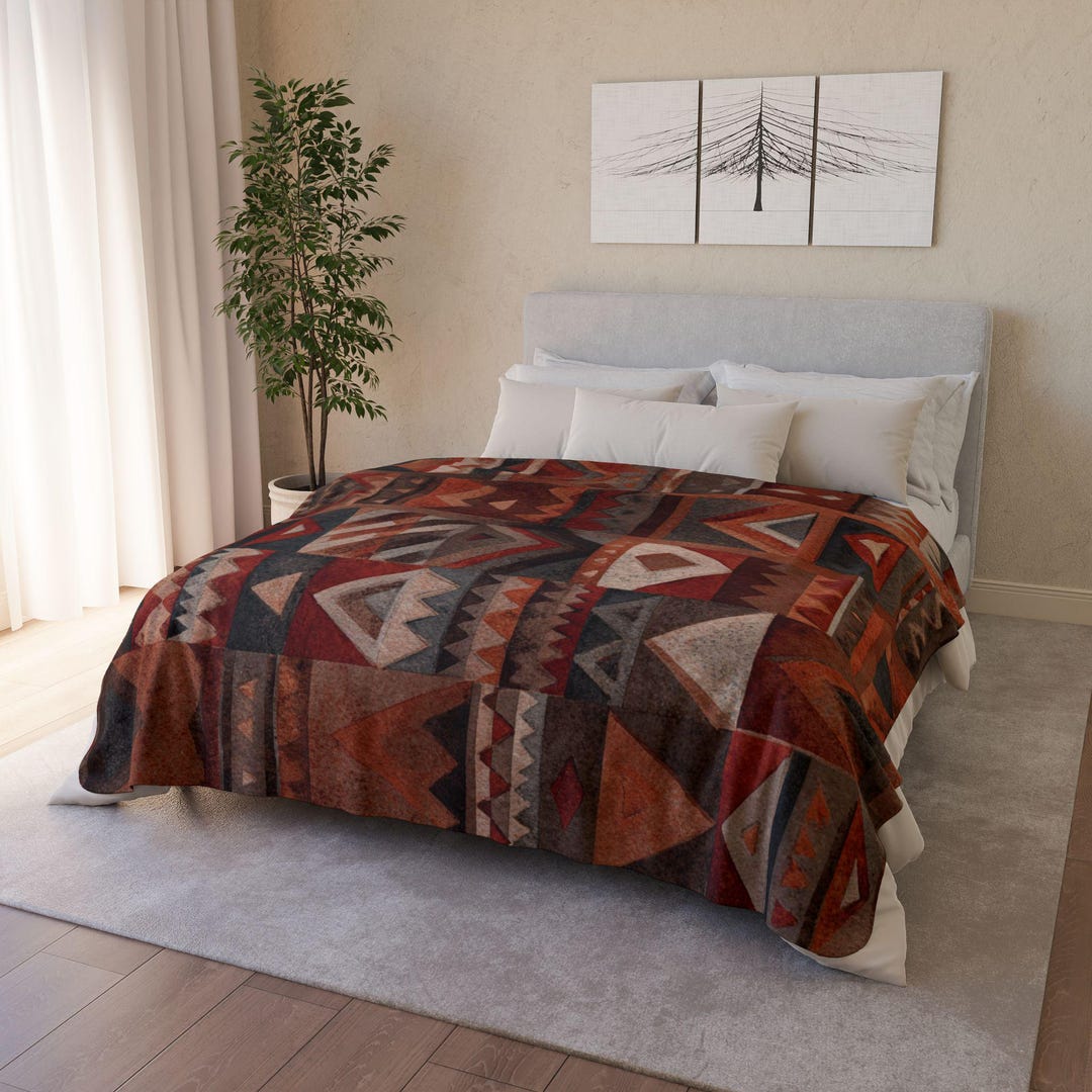 Aztec Sherpa Blanket, Cozy Fleece Throw, Ultra Soft Warm Blanket, Boho ...