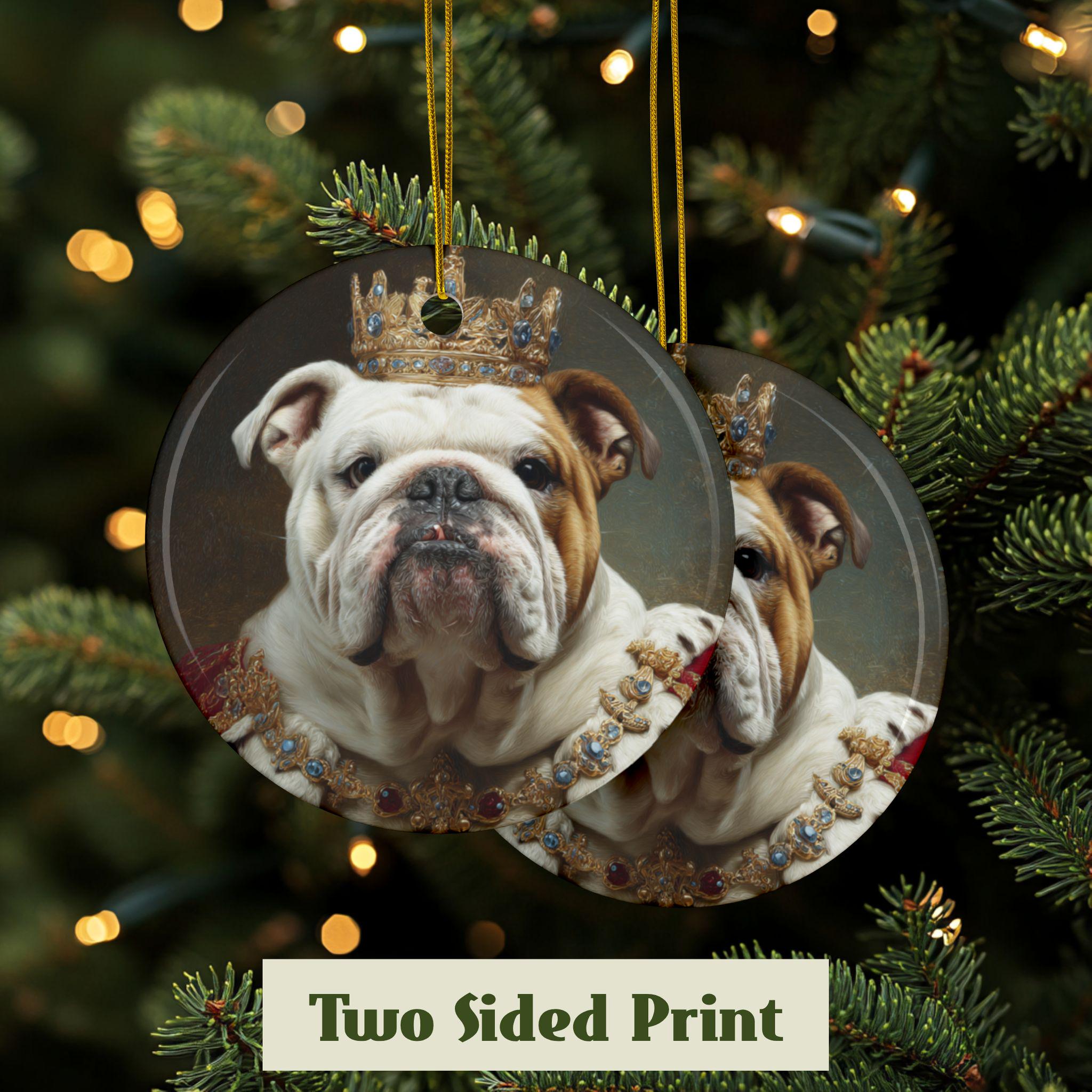 Bulldog Ornament, Bulldog King, Dog Lover Gift, Christmas Tree