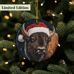 Bison Ornament, Buffalo Ornament, Bison Décor, Western Décor, Western Gifts, Bison Gift, Rustic Christmas Décor, Quality Ceramic, 2 Sided