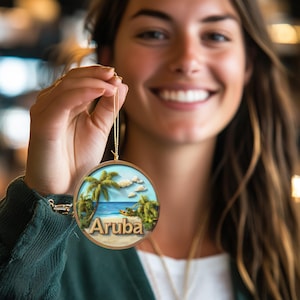 Aruba Ornament, Travel Ornament, Aruba Vacation, Island Décor, Holiday Souvenir, Aruba Keepsake, Aruba Home Decor, Caribbean Keepsake