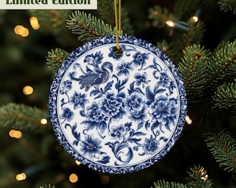 デルフトブルーの陶器製クリスマスオーナメント、オランダの磁器製