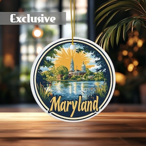 Maryland Ornament, Maryland Gifts, Maryland Décor, Travel Memory Gift, MD Vacation Gift, Vacation Ornaments, High Quality Ceramic