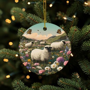Sheep Ornament, Sheep In Pasture, Farmhouse Décor, Rustic Holiday Tree Ornament, Nursery Room Décor, Animal Lover Gift, Baby Shower Gift