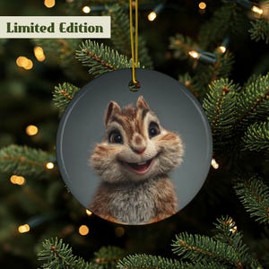 Chipmunk Ornament, Woodland Chipmunk Decoration, Cute Chipmunk Gift, Ceramic Chipmunk Décor, Double Sided Chipmunk, Hanging Ornament
