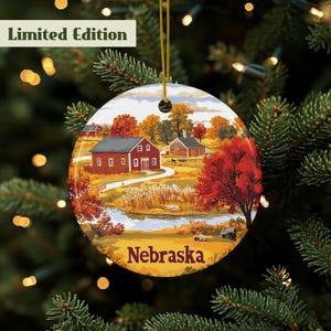 Nebraska Ornament, Nebraska Home Ornament, Nebraska Tree Ornament, Nebraska Décor, Nebraska Gift, State Ornament, Nebraska Souvenir, Ceramic
