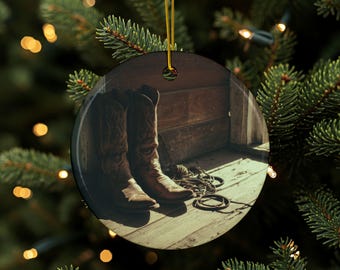 ウエスタンオーナメント、素朴な牧場風装飾、オールドウェスト装飾、ウエスタン装飾、カウボーイアート、カウボーイホーム装飾、セラミックオーナメント、両面オーナメント