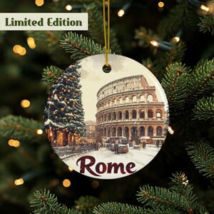 Custom Rome Ornament, Vacation Souvenir, Rome Gift,  Italy, Rome Souvenir, Roman Colosseum, Gift Ornament, Stocking Stuffer, Quality Ceramic