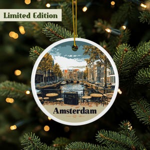 Amsterdam Ornament, Netherlands Ornament, Canal Ornament, Travel Ornament, Christmas Ornament, Dutch Souvenir, Holiday Décor, Ceramic