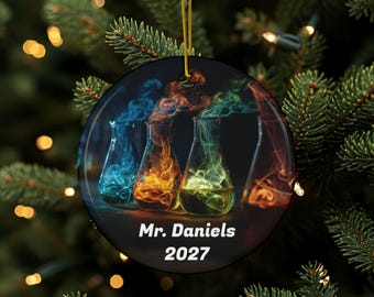 Chemistry Ornament, Personalized Science Gift, Custom Science Gift, Chemistry Decoration, Atom Décor, Science Tree Décor, 2 Sided Ornament