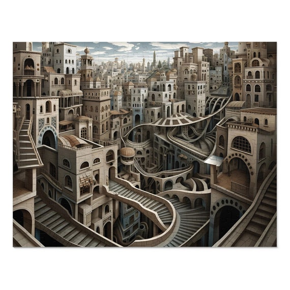 Escher Inspired Puzzle, Jigsaw Puzzle, Puzzles for Adults, Puzzles