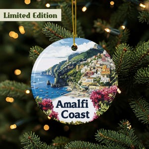 Amalfi Ornament, Amalfi Coast Gift, Amalfi Décor, Italy Travel Gift, Mediterranean Décor, Italy Themed Décor, Double Sided Ceramic