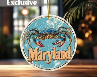 Maryland Ornament, Maryland Décor, Maryland Gifts, Maryland Souvenir, East Coast Ornament, Vacation Ornaments, High Quality Ceramic