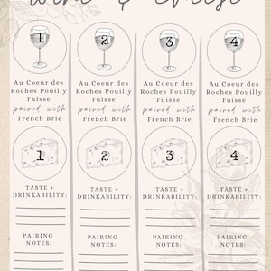 Carte d'accords vin + fromage personnalisée