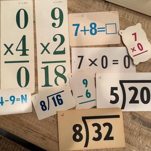 Vintage Math Flash Cards:Ephemera Set for Junk Journals,Set of 10